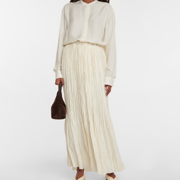 Khaite White/Cream Cersi Pleated Maxi Skirt Size Small Retail Value $1780 - Picture 2 of 13